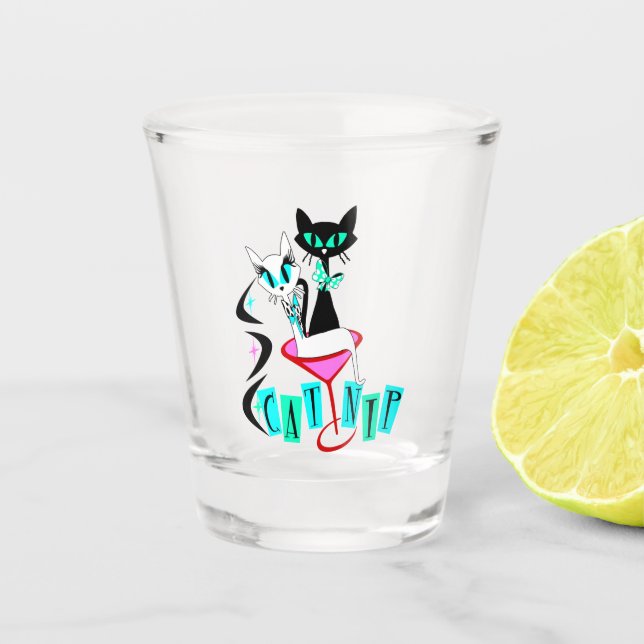 Verre A Shot Retro Mid-Century moderne Chat atomique CatNip (Devant)