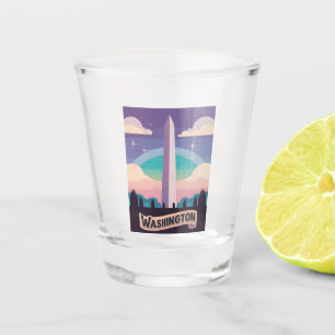 Verre A Shot Retro Travel 80s Neon Washington Monument Lofi Art