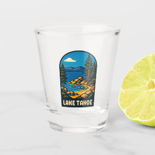 Verre A Shot Retro Vintage voyage Lake Tahoe Californie Pittore