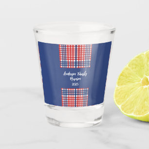 Verre A Shot Réunion en famille En vichy rouge, blanc et bleu