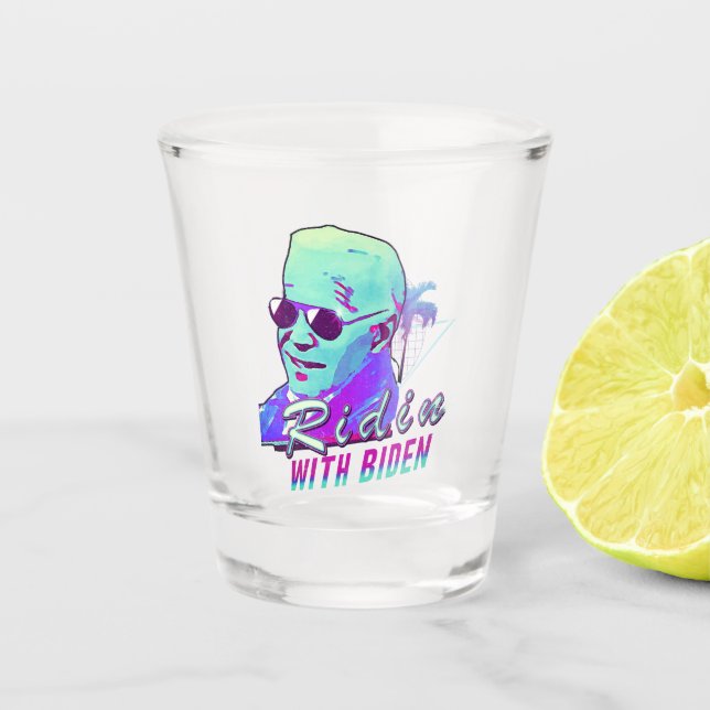 Verre A Shot Ridin' Avec Biden Synthwave Outrun Palm Rétro (Devant)
