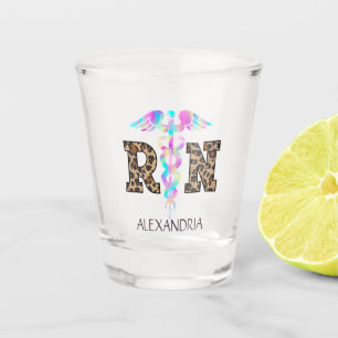 Verre A Shot "RN" en Empreinte de léopard - Logo Médicale color