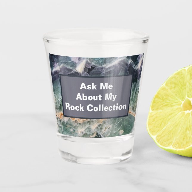 Verre A Shot Rock Collector Humour violet vert pierre polie (Devant)