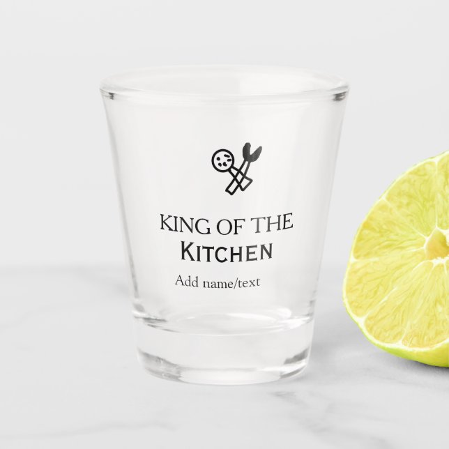 Verre A Shot Roi du chef de cuisine cuisiner ajouter nom couron (Devant)