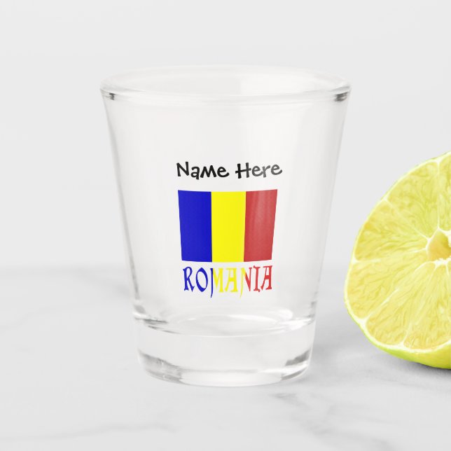 Verre A Shot Romania and Romanian Flag with Your Name (Devant)