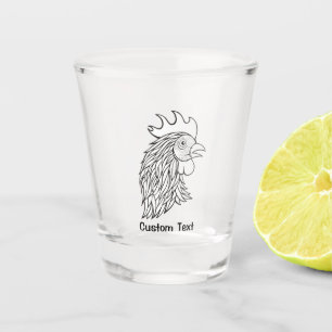 Verre A Shot Rooster's Head Line Art