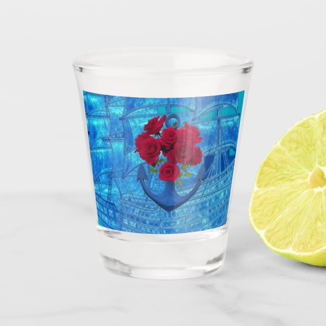 VERRE A SHOT ROSE ANCRE (Devant)