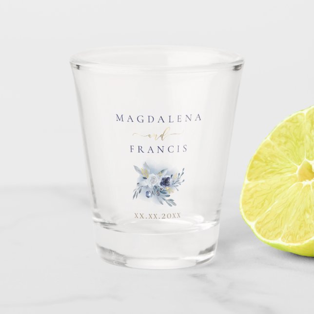 Verre A Shot rose bleu mariage (Devant)