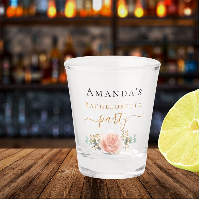 Verre A Shot Rose en or rose floral verdure eucalyptus pour ent (Créateur téléchargé)