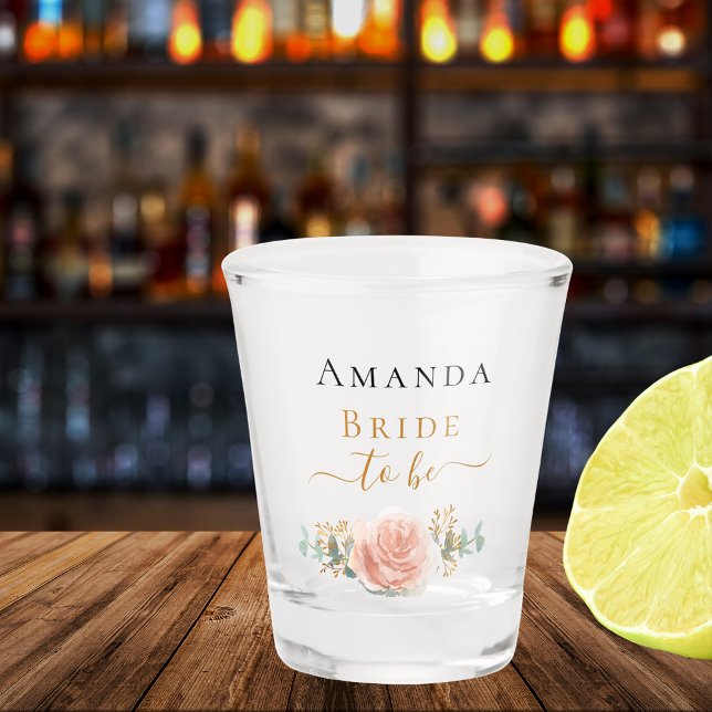 Verre A Shot Rose gold florale eucalyptus verdure future mariée (Créateur téléchargé)