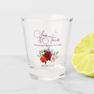 Verre A Shot Rose rouge minimaliste amour et merci nuptiale