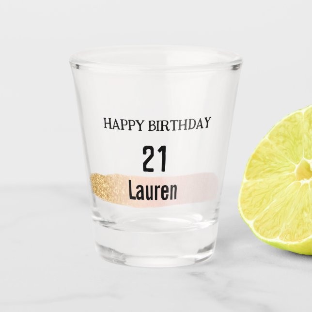 Verre A Shot Rose tendance GoldDrips 21ème Anniversaire Glas de (Devant)