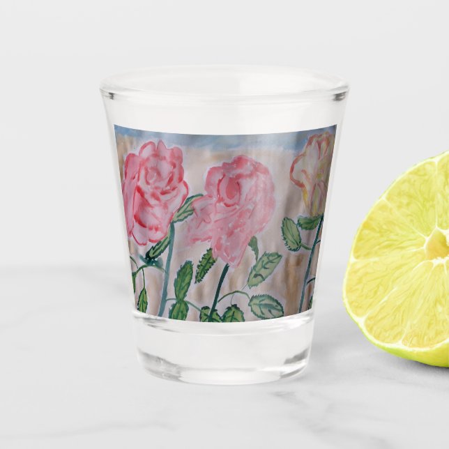 Verre A Shot Roses d'été Abstraits (Devant)