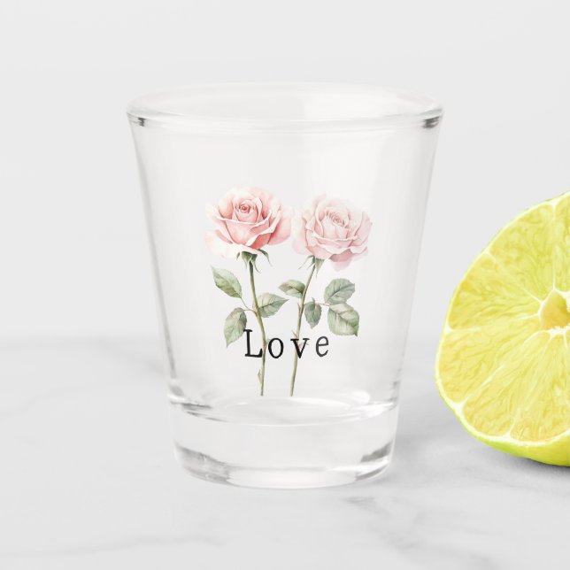 Verre A Shot Roses Fleurs Roses Amour (Devant)