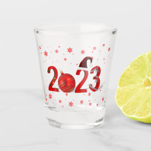 Verre A Shot Rouge festif Joyeux Noël Nouvel An 2023