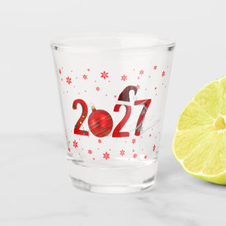 Verre A Shot Rouge festif Joyeux Noël Nouvel An 2027