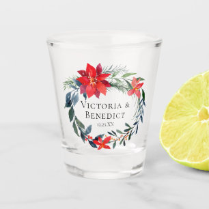 Verre A Shot Rouge Poinsettia Floral Mariage de Noël personnali