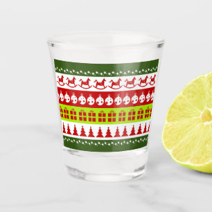 Verre A Shot Rouge Vert moche Sweater de Noël Clipart de fête