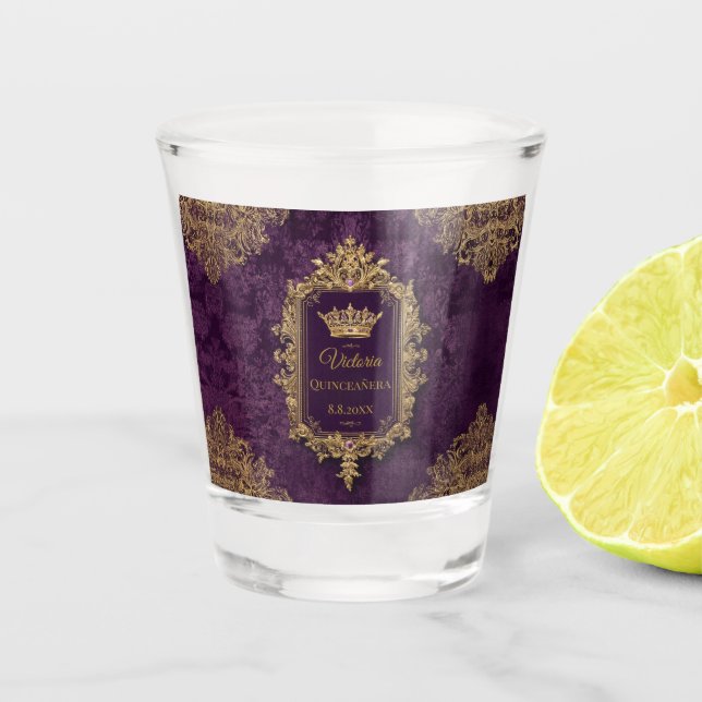 Verre A Shot Royal Amethyst Quinceañera, coutume (Devant)