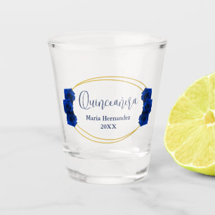 Verre A Shot Royal Blue et Gold Geometry Quinceañera