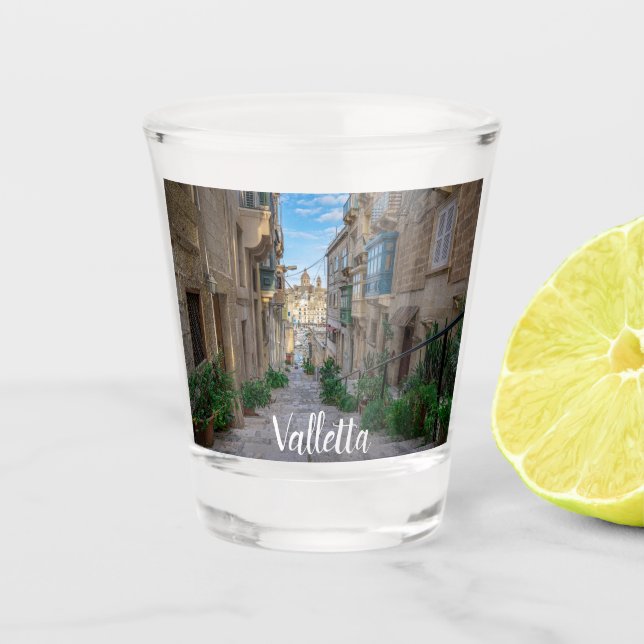 Verre A Shot Rue de pierre étroite à Malte (Devant)