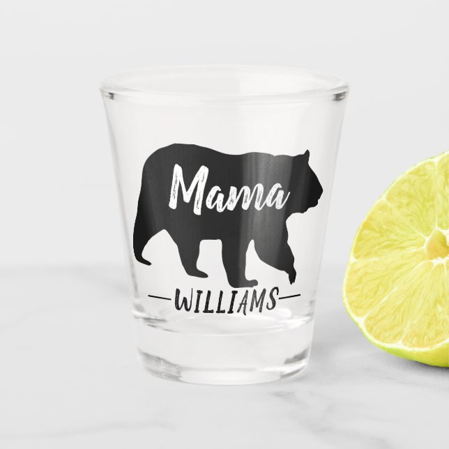 Verre A Shot Rustic Mama Bear Monogramme Nom de famille (Devant)