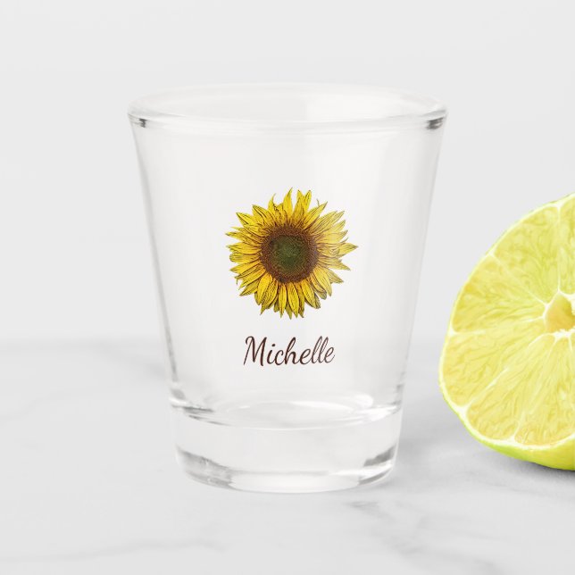 Verre A Shot Rustic Sunflower Boho Floral Cute Girly  (Devant)