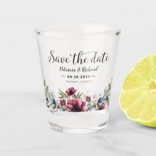 Verre A Shot Rustique Chic Bourgogne Mariage Floral Enregistrer
