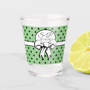 Verre A Shot Sage et noir Pois Bow Mariage personnalisé