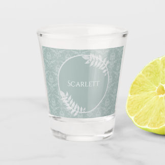 Verre A Shot Sage Green Elegant Damask Personnalisé