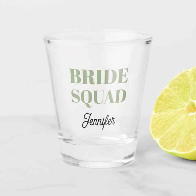 Verre A Shot Sage Green Wedding Bride Squad Personalized (Devant)