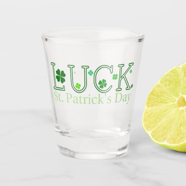 Verre A Shot Saint Patrick's Day Shamrocks chanceux (Devant)