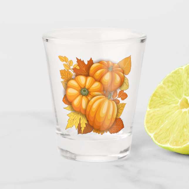 Verre A Shot Saison d'automne Halloween Citrouille Motif (Devant)