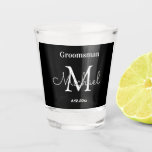 Verre A Shot salle de bain minimaliste personnalisée noir blanc<br><div class="desc">élégant minimaliste personnalisable groomsmen noir blanc verre à tir</div>