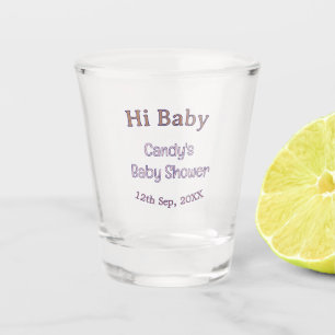 Verre A Shot salut bébé fête bleu nom date maron moderne tendan