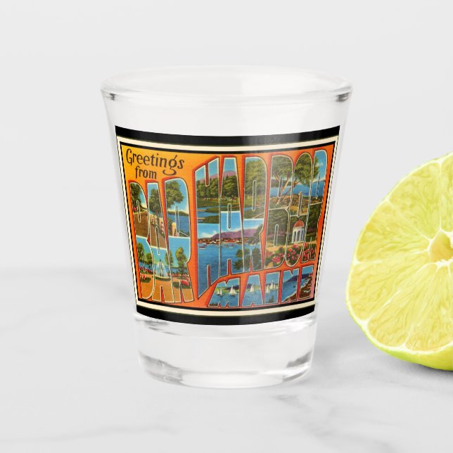 Verre A Shot Salutations de Bar Harbour Maine (Devant)