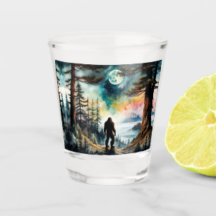 Verre A Shot Sasquatch debout sous le clair de lune