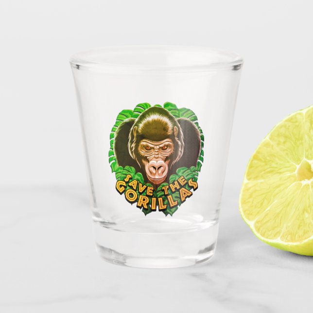 Verre A Shot Sauvez Les Gorillas - Citation De Sensibilisation  (Devant)