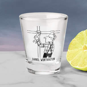Verre A Shot Scaffoleurs & Scaffolding Cartoon. Personnalisez.