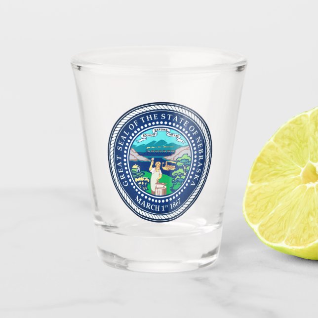 Verre A Shot Sceau d'État du Nebraska (Devant)