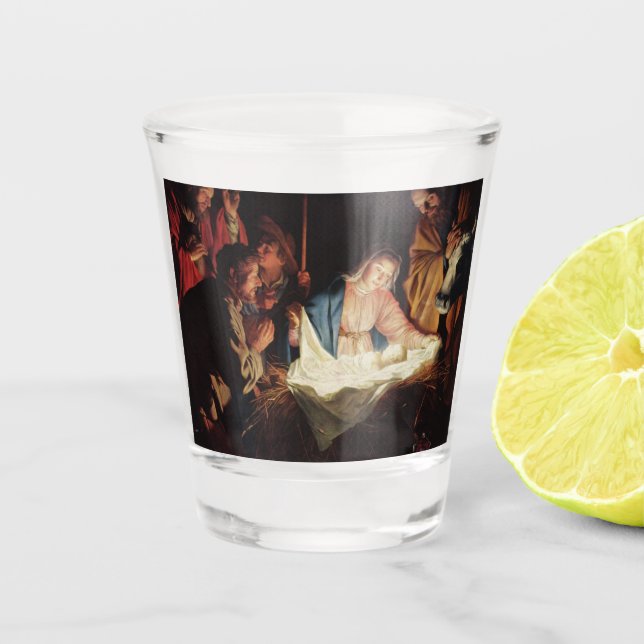 Verre A Shot Scène de la Nativité (Devant)