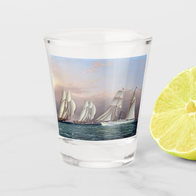 Verre A Shot Schooners Dreadnought et Columbia 1870 (Devant)