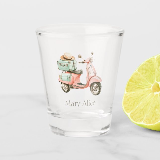 Verre A Shot Scooter côtier rose et aqua mignon (Devant)