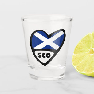 Verre A Shot Scotland Country Code Flag Heart, SCO