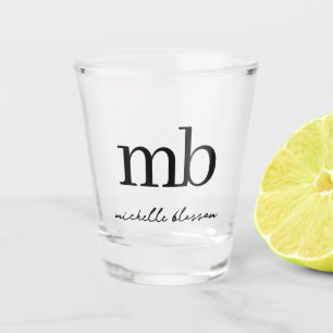 Verre A Shot Script moderne noir blanc tendance Monogramme init