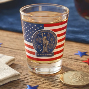 Verre A Shot Semiquincentenaire des États-Unis 250 Ans de Liber