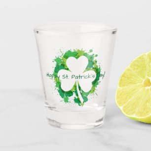 Verre A Shot Shamrock transparent avec plaques de peinture vert