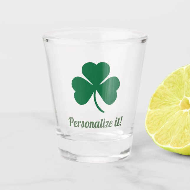 Verre A Shot Shamrock vert avec votre nom (Devant)