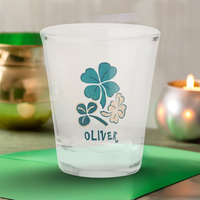 Verre A Shot Shamrock vert irlandais Clover personnalisé (Créateur téléchargé)