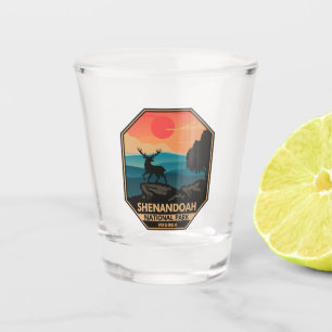 Verre A Shot Shenandoah Parc national Deer Minimal Emblem Rétro